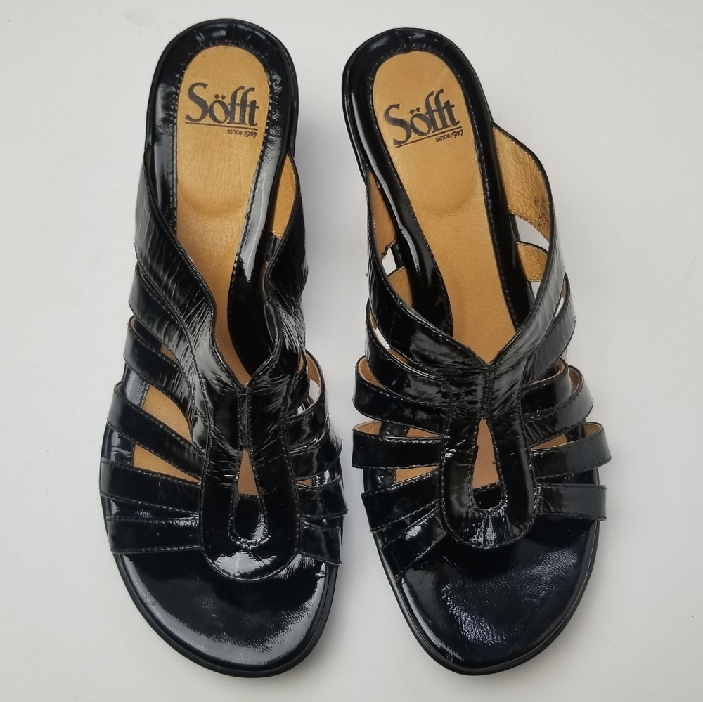 Sofft Patent Leather Wedge Sandals EUC 8M - Picture 2 of 5
